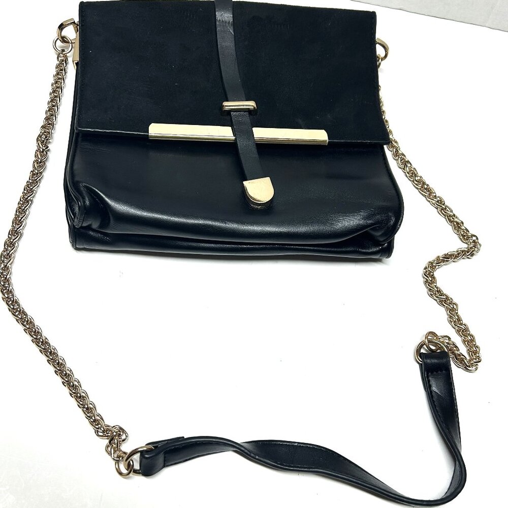 Versona black evening bag with gold chain